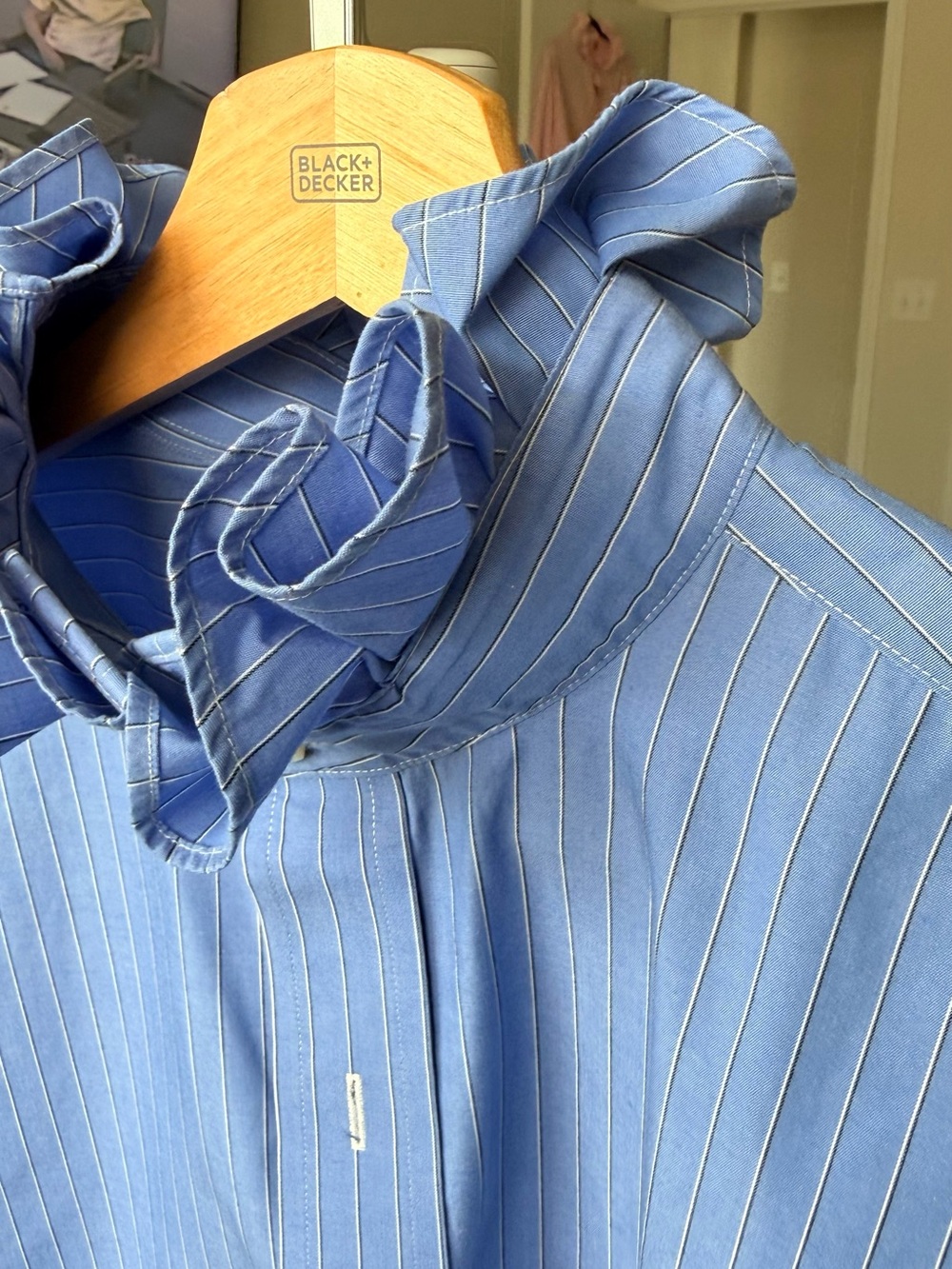 Reloved Upcycle Lauren Ralph  Ruffle Collar Blouse best gift for Memorial’s Day